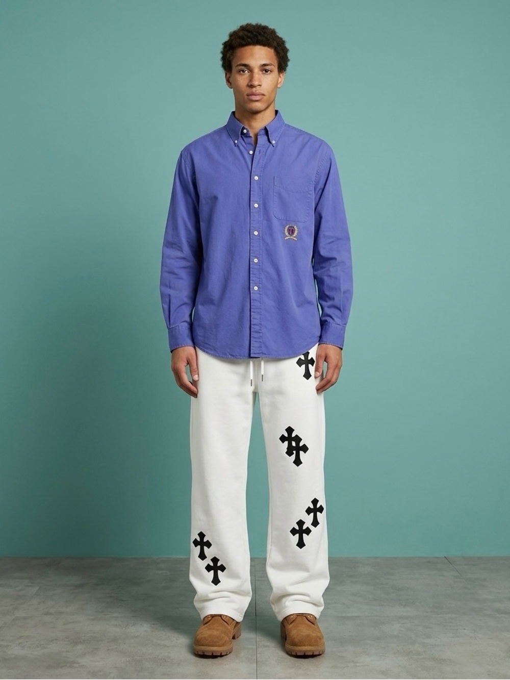Tommy Hilfiger Men's Blue Cotton Oxford Button-Down - Picture 1 of 6
